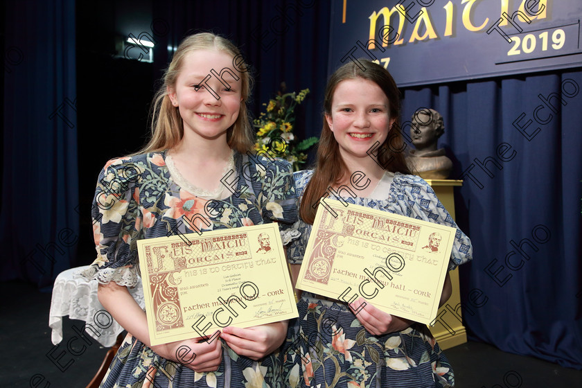 Feis22032019Fri58 
 58
3rd place Lia Galvan and Clodagh OHalloran from Glanmire for their performance of Little Women.

Class: 311: Dramatic Duo12 Years and Under Section 2 A Dramatic Scene not exceeding 8minutes.

Feis Maiti 93rd Festival held in Fr. Mathew Hall. EEjob 22/03/2019. Picture: Gerard Bonus.