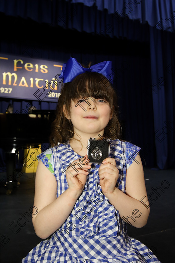 Feis27032018Tue47 
 47
Silver Medallist Layla Rose OShea from Midleton.
 Singing Class: 56: 7 Years and Under Crawley The Penguin Dance Feis Maiti 92nd Festival held in Fr. Mathew Hall. EEjob 27/03/2018 Picture: Gerard Bonus