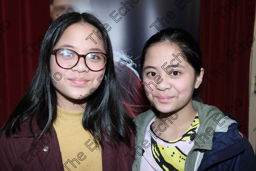 Feis31012019Thur29 
 29
Arissa and Arden Mallari from Douglas supporting their sister Arianne.

Class: 164: Piano Solo 14 Years and Under (a) Schezo in B Flat D.593 No.1 (b) Contrasting piece of own choice not to exceed 3 minutes.

Feis Maiti 93rd Festival held in Fr. Matthew Hall. EEjob 31/01/2019. Picture: Gerard Bonus