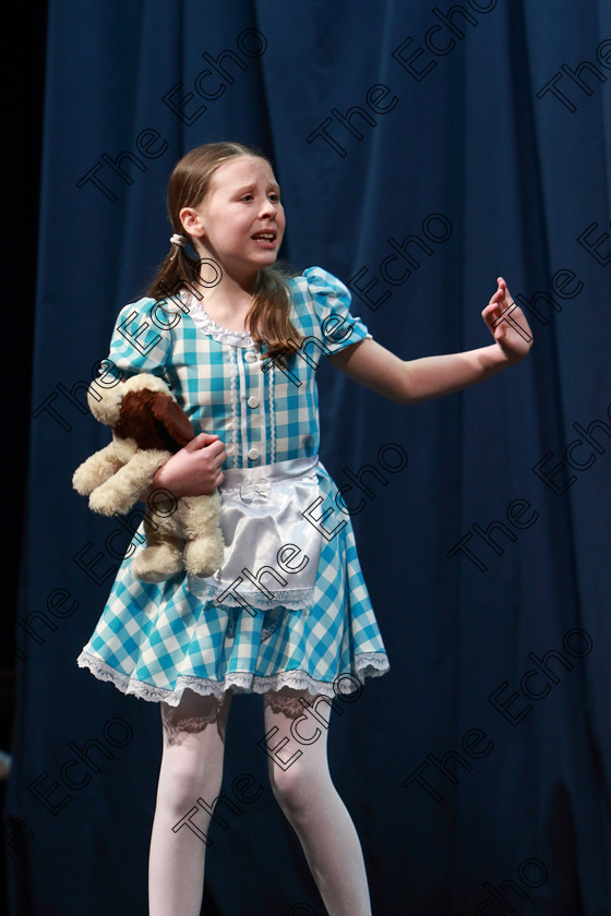 Feis08032019Fri02 
 2
Ava ODriscoll performing as Dorothy In The Cyclone from The Wizard of Oz.

Class: 328: The Fr. Nessan Shaw Memorial Perpetual Cup Dramatic Solo 10YearsandUnder Section 1 A Solo Dramatic Scene not to exceed 4 minutes.

Feis Maiti 93rd Festival held in Fr. Mathew Hall. EEjob 08/03/2019. Picture: Gerard Bonus