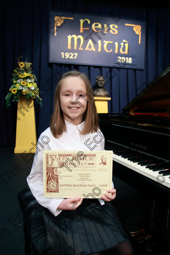 Feis03022018Sat12 
 12
Joint 3rd place Wiktoria Dziduch from Mayfield.
 Instrumental Music Class: 166: Piano Solo 10 Years and Under Feis Maiti 92nd Festival held in Fr. Matthew Hall. EEjob 02/02/2018 Picture: Gerard Bonus.