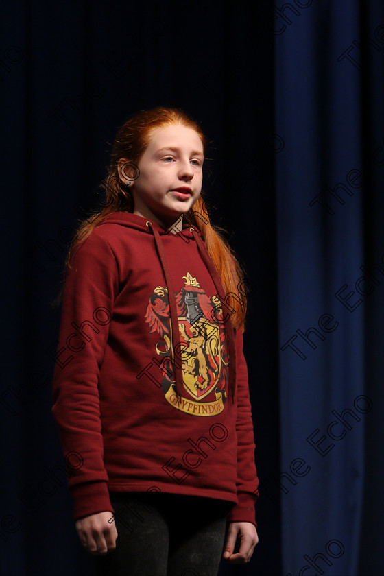 Feis20032018Tue01 
 1
Eve ORegan performing.
 Speech and Drama Class: 364: Solo Verse Speaking Girls 11 Years and Under Section 1
Feis Maiti 92nd Festival held in Fr. Mathew Hall. EEjob 20/03/2018 Picture: Gerard Bonus