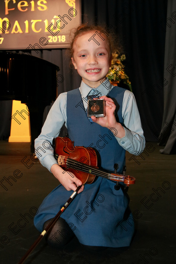 Feis29012018Mon49 
 49
Bronze Medallist, Caoimhe Murphy from Blackrock.
 EEjob 29/01/2018 
Feis Maiti 92nd Festival held in Fr. Matthew Hall 
Picture: Gerard Bonus

Instrumental Music 
Class: 242: Violin Solo 8 years and under.