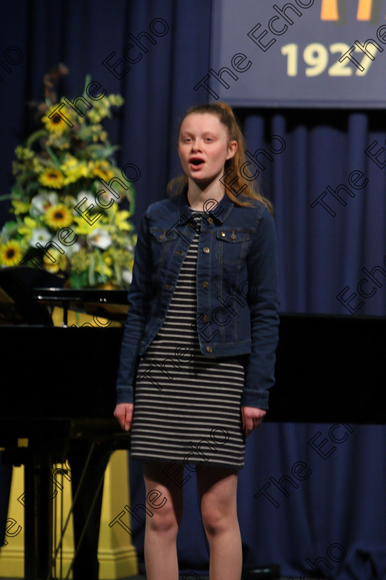 Feis05032018Mon33 
 33
Leah Fitzgerald performing
 Singing and School Choirs Class: 53: Girls Solo Singing 13 Years and Under Section 2 Feis Maiti 92nd Festival held in Fr. Mathew Hall. EEjob 05/03/2018 Picture: Gerard Bonus.