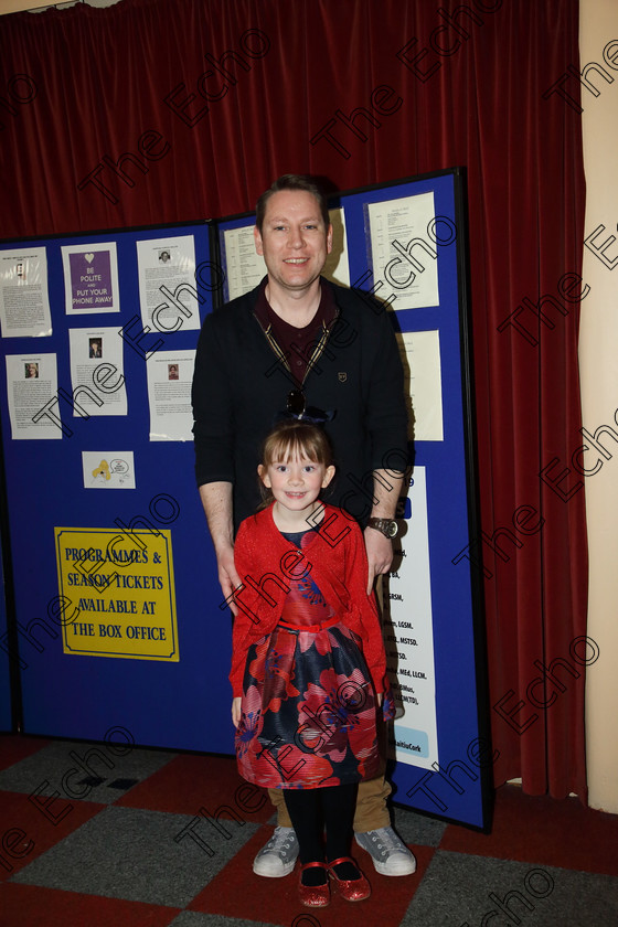 Feis31032019Sun42 
 42
abha Murphy from Carrigtwohill with her Dad David.

Class: 369: Solo Verse Speaking Girls 6 Years and Under Section 3 Either Ice Cone Island Bernard Lodge or Night Fright Marian Swinger.

Feis Maiti 93rd Festival held in Fr. Mathew Hall. EEjob 31/03/2019. Picture: Gerard Bonus