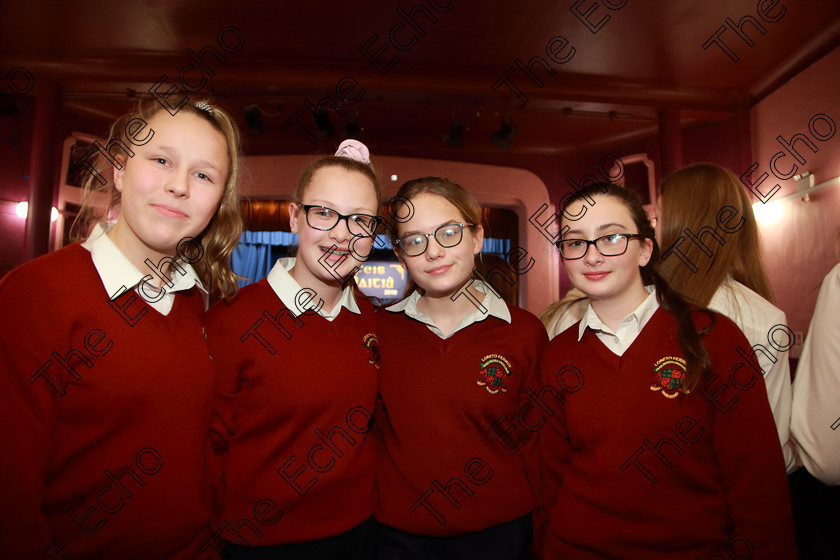 Feis27022019Wed51 
 51
Ellen Sjaberg, Laura Armstrong, Daisy Moller and Ellen Diggin.

Class: 83: The Loreto Perpetual Cup Secondary School Unison Choirs

Feis Maiti 93rd Festival held in Fr. Mathew Hall. EEjob 27/02/2019. Picture: Gerard Bonus