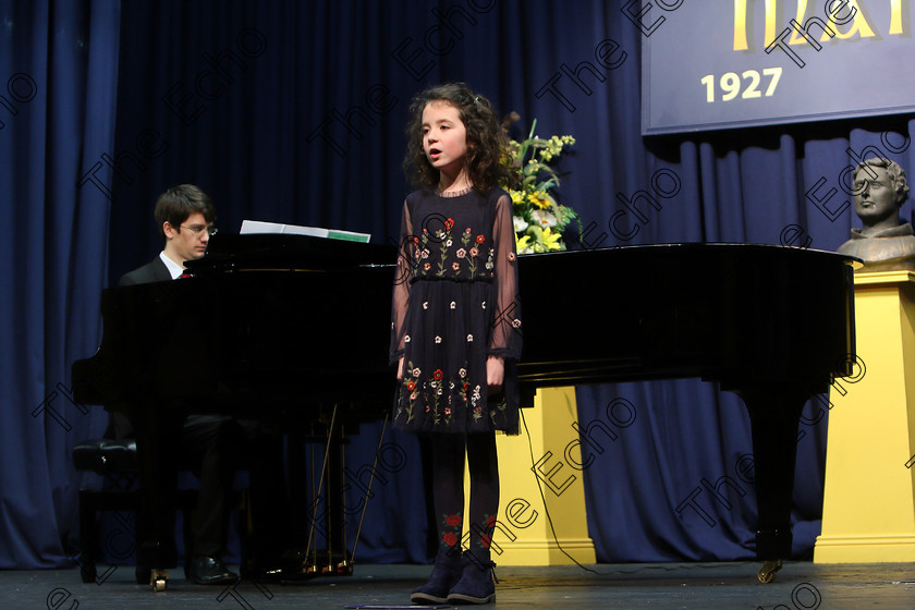 Feis27032018Tue36 
 35~36
Brooke McCarthy singing backed by Accompanist Michael Young.
 Singing Class: 56: 7 Years and Under Crawley The Penguin Dance Feis Maiti 92nd Festival held in Fr. Mathew Hall. EEjob 27/03/2018 Picture: Gerard Bonus