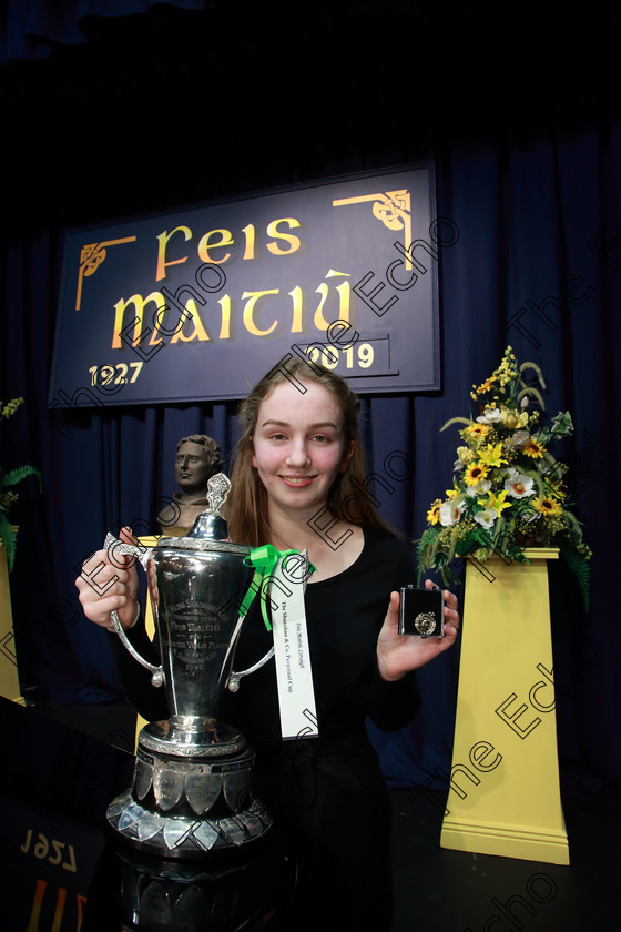 Feis0202109Sat37 
 37
GOLD medal: Cup Winner and Gold Medallist Kate OShea from Ballincollig for her performance of the Third Movement Mendelssohn Violin Concerto.

Class: 236: The Shanahan & Co. Perpetual Cup Advanced Violin 
One Movement from a Concerto.

Feis Maiti 93rd Festival held in Fr. Matthew Hall. EEjob 02/02/2019. Picture: Gerard Bonus