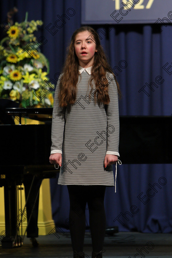 Feis05032018Mon25 
 25
Roisn Cahill performing 
 Singing and School Choirs Class: 53: Girls Solo Singing 13 Years and Under Section 2 Feis Maiti 92nd Festival held in Fr. Mathew Hall. EEjob 05/03/2018 Picture: Gerard Bonus.