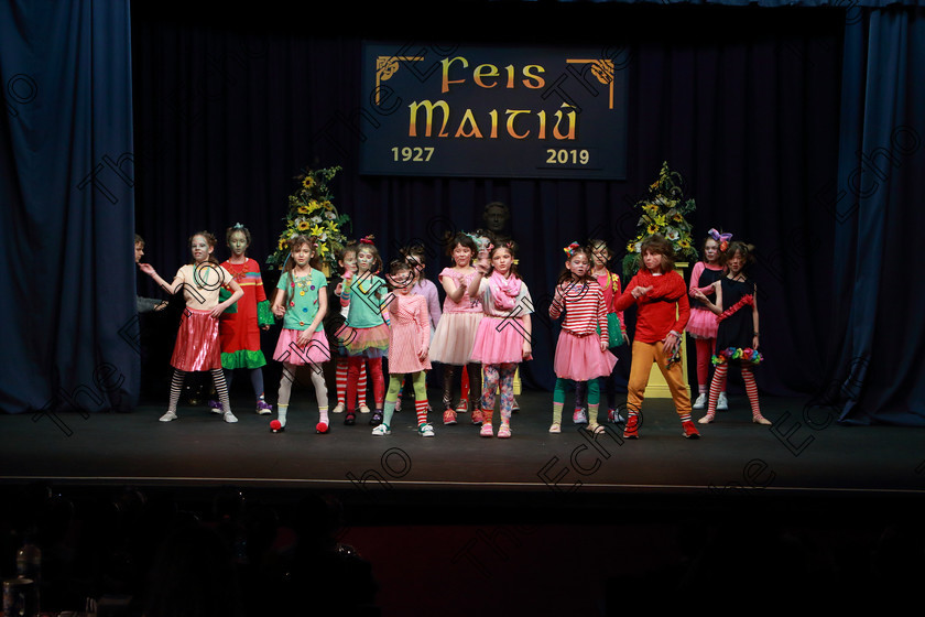 Feis12022019Tue11 
 10~15
Rockboro Primary School performing Green Eggs and Ham from Seussical the Musical.

Class: 104: The Pam Golden Perpetual Cup Group Action Songs -Primary Schools Programme not to exceed 8 minutes.

Feis Maiti 93rd Festival held in Fr. Mathew Hall. EEjob 12/02/2019. Picture: Gerard Bonus