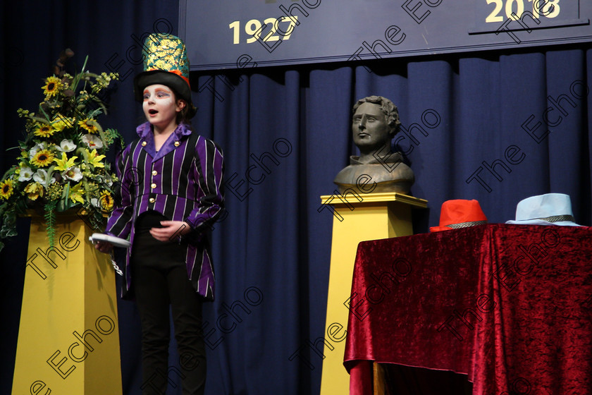 Feis14032018Wed12 
 11~12
Sarah ODonovan performing Mad Hatter from Alices Adventures in Wonderland.
 Speech and Drama Class: 328: The Fr. Nessan Shaw Memorial Perpetual Cup Dramatic Solo 10 Years and Under Section1Feis Maiti 92nd Festival held in Fr. Mathew Hall. EEjob 14/03/2018 Picture: Gerard Bonus.