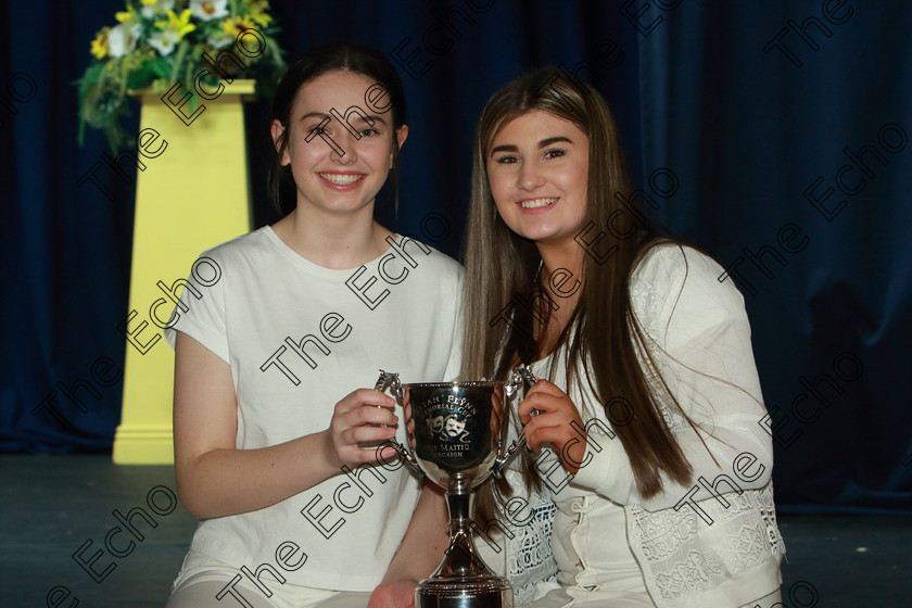 Feis28032019Thu45 
 45
Ciara Crowley and Kayanna Morrissey received the Cup on behalf of CADA Performers.

Class: 335: The Bryan Flynn Memorial Perpetual Cup Musical Drama Duo18 Years and Under A scene of dialogue, song and movement

Feis Maiti 93rd Festival held in Fr. Mathew Hall. EEjob 28/03/2019. Picture: Gerard Bonus