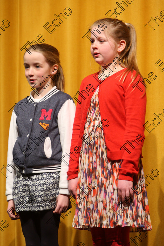 Feis24032018Sat28 
 28~30
Lydia Young and Jayne Fitzgerald performing Junior Miss,
 Speech and Drama Class: 312: Dramatic Duo 10 Years and Under Feis Maiti 92nd Festival held in Fr. Mathew Hall. EEjob 24/03/2018 Picture: Gerard Bonus