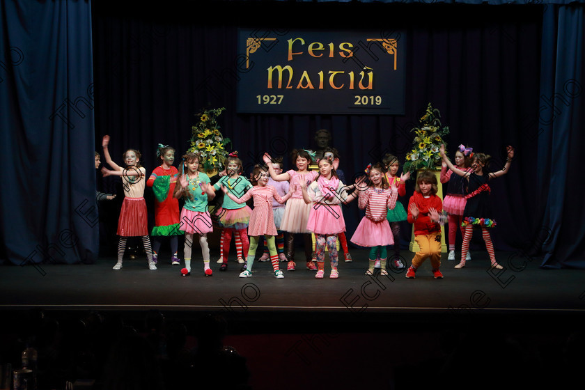 Feis12022019Tue12 
 10~15
Rockboro Primary School performing Green Eggs and Ham from Seussical the Musical.

Class: 104: The Pam Golden Perpetual Cup Group Action Songs -Primary Schools Programme not to exceed 8 minutes.

Feis Maiti 93rd Festival held in Fr. Mathew Hall. EEjob 12/02/2019. Picture: Gerard Bonus