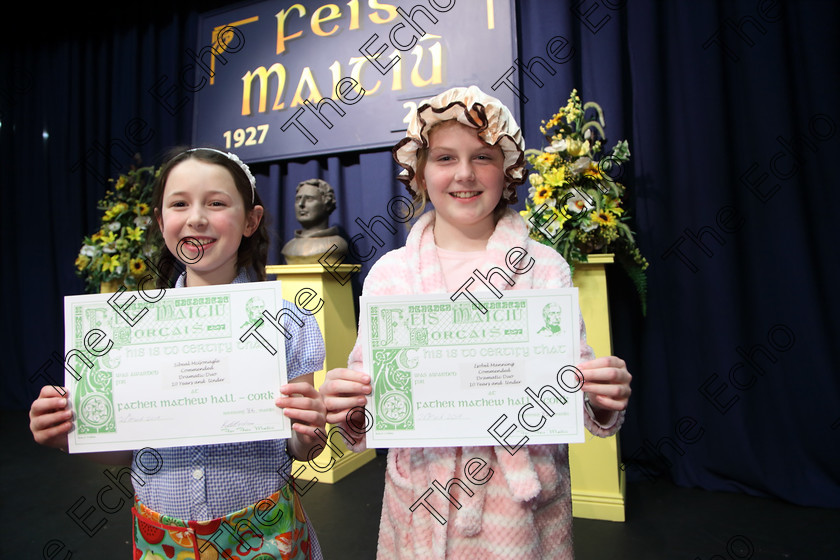 Feis26032019Tue43 
 43
Commended Sibal Nic Congail and Isobel Manning.

Class: 312: Dramatic Duo 10 Years and Under Section 1, A Duo Scene not exceeding 5minutes.

Feis Maiti 93rd Festival held in Fr. Mathew Hall. EEjob 26/03/2019. Picture: Gerard Bonus