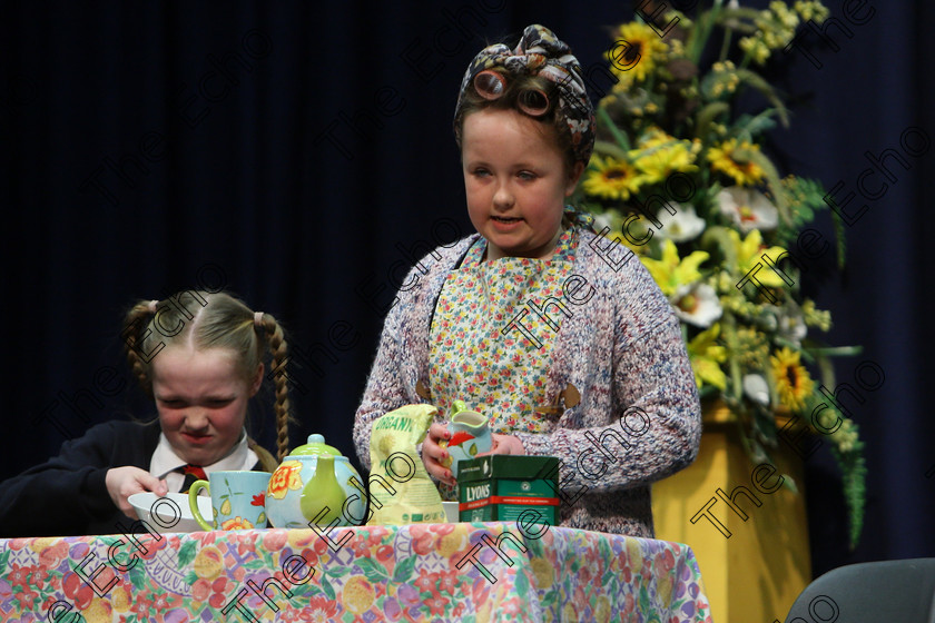 Feis24032018Sat27 
 25~27
Aisling Lombad and Ava Collins performing Maddy Alone.
 Speech and Drama Class: 312: Dramatic Duo 10 Years and Under Feis Maiti 92nd Festival held in Fr. Mathew Hall. EEjob 24/03/2018 Picture: Gerard Bonus