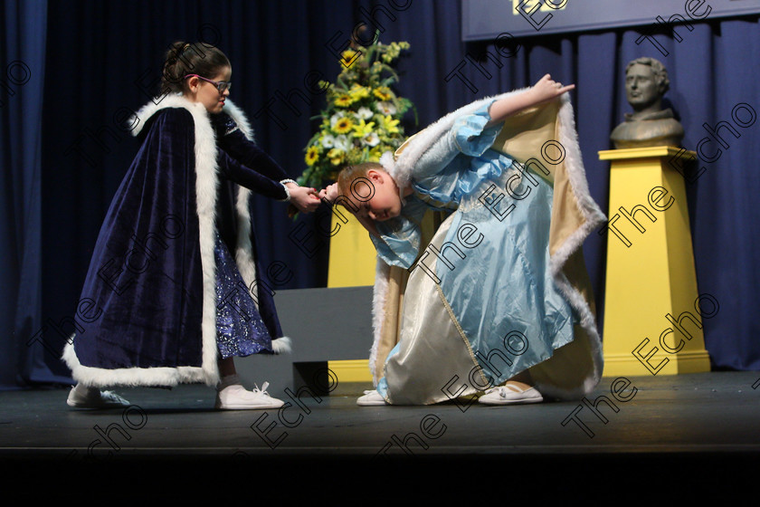 Feis24032018Sat38 
 36~38
Saoirse Twomey and Mia Dorgan performing Two Sisters in a Very Frosty Situation.
 Speech and Drama Class: 312: Dramatic Duo 10 Years and Under Feis Maiti 92nd Festival held in Fr. Mathew Hall. EEjob 24/03/2018 Picture: Gerard Bonus