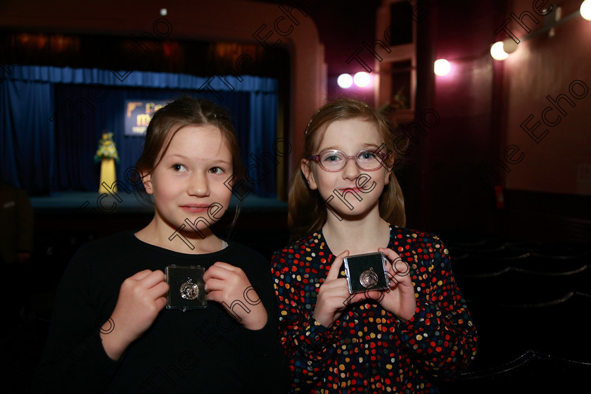 Feis13032018Tue01 
 1~2
First time at Feis for both Clara Carson from Ballinhassig received a Silver Medal for her performance and Ciara Bohan and Tower received a Bronze Medal for her performance. Speech and Drama Class: 355: Solo Mime Under 10 Years Feis Maiti 92nd Festival held in Fr. Mathew Hall. EEjob 13/03/2018 Picture: Gerard Bonus