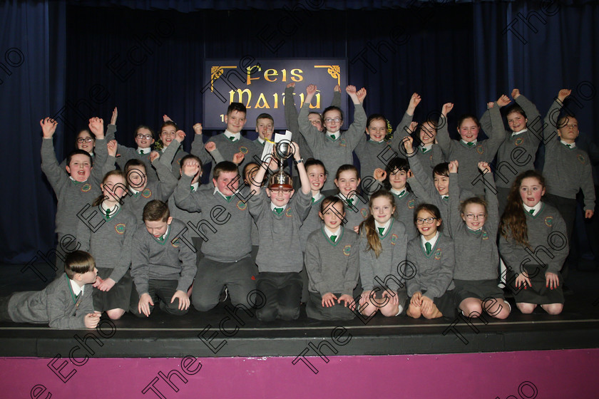 Feis23022018Fri59 
 56~60
Cup Winners An Teaghlaigh Ballyphehane.
 Speech and Drama Class: 476: The Peg OMahony Memorial Perpetual Cup Choral Speaking 4th Class Feis Maiti 92nd Festival held in Fr. Mathew Hall. EEjob 23/02/2018 Picture: Gerard Bonus.