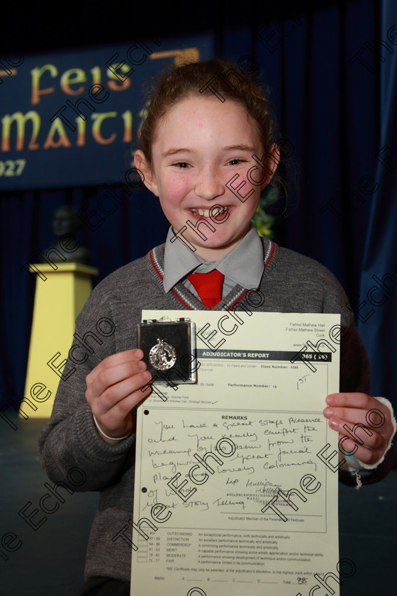 Feis22032019Fri08 
 8
Silver Medallist Mary Clare OConnell from Kerry Pike.

Class: 365: Solo Verse Speaking Speaking Girls 10 Years and Under10Year sand Under Section 3. Either: Meeting Rachel Field or. Or: Wanted A Witches Cat Shelagh McGee.

Feis Maiti 93rd Festival held in Fr. Mathew Hall. EEjob 22/03/2019. Picture: Gerard Bonus.