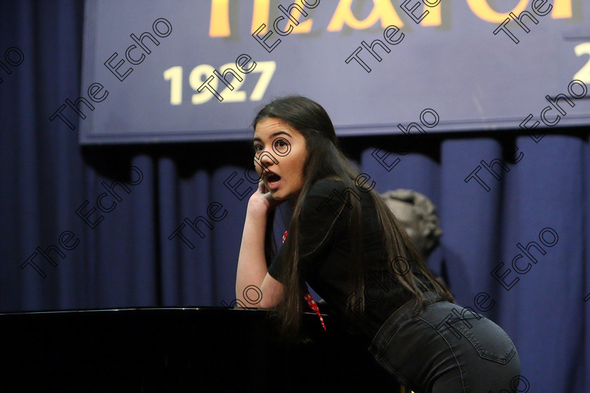 Feis27032018Tue69 
 69~70
Molly OMahony from Ballyvolane giving a Bronze Medal Performance of The Latte Boy from As I Am.
 Singing Class: 111: The Edna McBirney Memorial Perpetual Cup Solo Action Song 16 Years and Under Section 2 Feis Maiti 92nd Festival held in Fr. Mathew Hall. EEjob 27/03/2018 Picture: Gerard Bonus