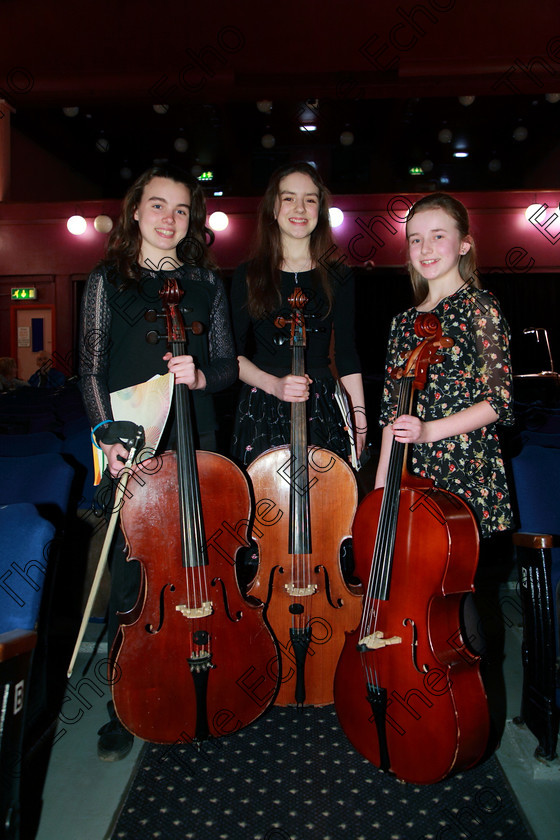 Feis30012018Tue38 
 38
Performers; Lra Tiernan, Grace Hernan and Eadaoin Cronin from Morel Farm Road, Rochestown and Mallow.
 EEjob 30/01/2018 
Feis Maiti 92nd Festival held in Fr. Matthew Hall 
Picture: Gerard Bonus

Instrumental Music. 
Class: 251: and 149 Violoncello Solo 10 years and 14 and under.