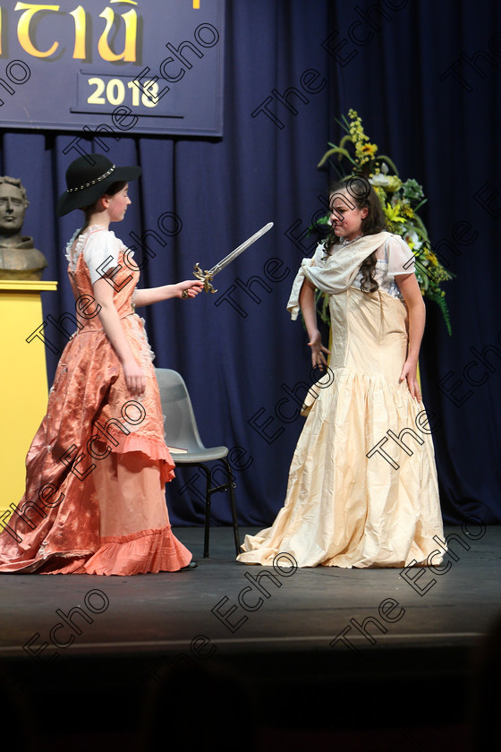 Feis22022018Thu54 
 53~55
Leah Murphy and Lily Costello performing a scene from Little Women
 Speech and Drama Classes: 310: The Peg Hallahan Perpetual Trophy Dramatic Duo 14 Years and Under Feis Maiti 92nd Festival held in Fr. Mathew Hall. EEjob 22/02/2018 Picture: Gerard Bonus.