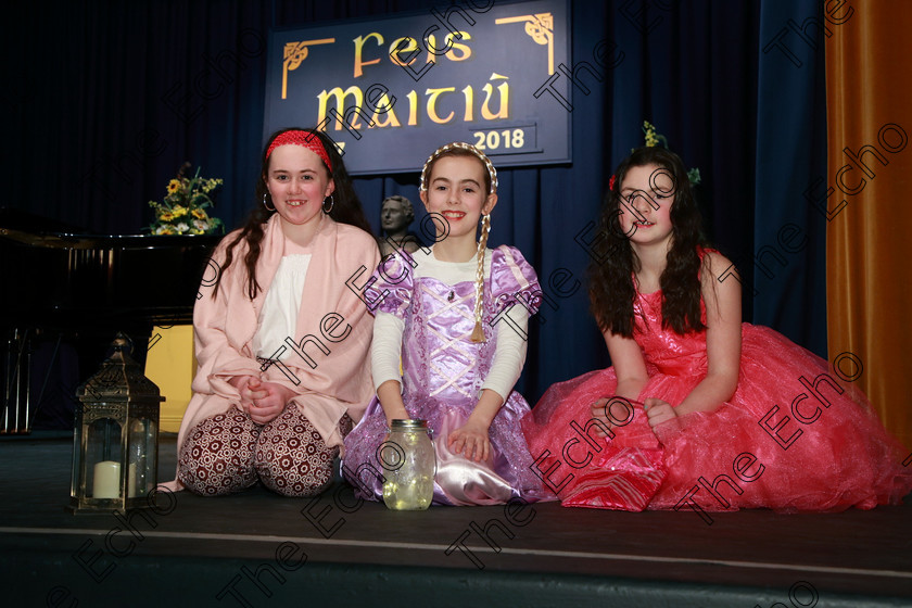 Feis07032018Wed13 
 13
Performers Eimear Hurley, Sofra Skinner and Clodagh OSullivan from Kilbrittain.
 Singing and School Choirs Class: 113: The Edna McBirney Memorial Perpetual Award Solo Action Song 12 Years and Under Section 3 Feis Maiti 92nd Festival held in Fr. Mathew Hall. EEjob 06/03/2018 Picture: Gerard Bonus.