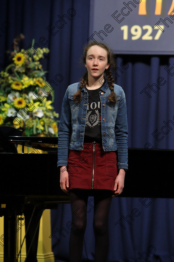 Feis05032018Mon27 
 27
Lucy Aherne performing
 Singing and School Choirs Class: 53: Girls Solo Singing 13 Years and Under Section 2 Feis Maiti 92nd Festival held in Fr. Mathew Hall. EEjob 05/03/2018 Picture: Gerard Bonus.