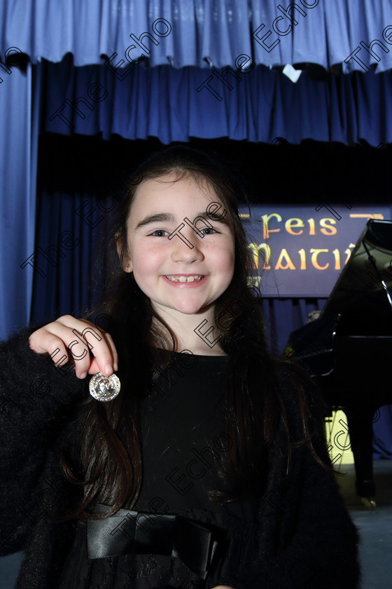 Feis01022019Fri22 
 22
Silver Medallist Jessica McCrohan from Kerry.

Class: 167: Piano Solo: 8Years and Under (a) Schumann  Wilder Reiter (Album for the Young, Op.68). (b) Contrasting piece of own choice not to exceed 2 minutes.
 Feis Maiti 93rd Festival held in Fr. Matthew Hall. EEjob 01/02/2019. Picture: Gerard Bonus