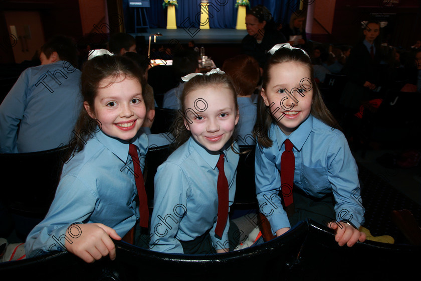 Feis21022018Wed14(1) 
 14
Mabh McGoldrick, Lavinia McCaul and Genny OSullivan from Ovens NS 5th Class.
 Speech and Drama Classes: 485: Action Verse The OBrien Perpetual Cup5th Class and Class: 484: The Sri Lanka Festival Perpetual Trophy 6th Class, Feis Maiti 92nd Festival held in Fr. Mathew Hall. EEjob 21/02/2018 Picture: Gerard Bonus.