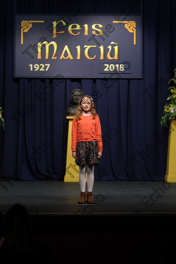 Feis12032018Mon33 
 33
ine Leahy from Ovens reciting her poem for a commended
 Speech and Drama Class: 365: Solo Verse Speaking Girls 10 Years and Under Section 4 Feis Maiti 92nd Festival held in Fr. Mathew Hall. EEjob 12/03/2018 Picture: Gerard Bonus