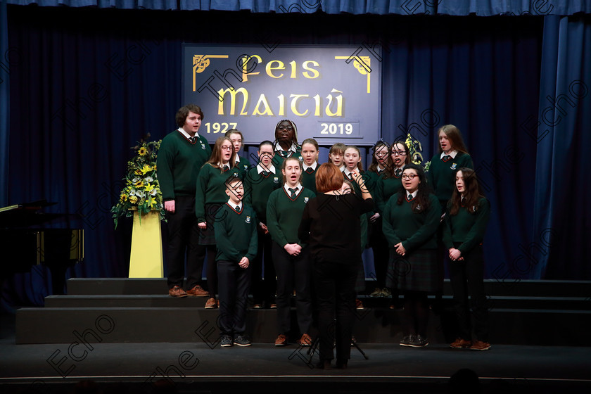 Feis27022019Wed14 
 14~16
Cashel Community School singing Alleluia Amen conducted by Helen Colbert.

Class: 77: The Father Mathew Hall Perpetual Trophy Sacred Choral Group or Choir 19 Years and Under Two settings of Sacred words.
Class: 80: Chamber Choirs Secondary School

Feis Maiti 93rd Festival held in Fr. Mathew Hall. EEjob 27/02/2019. Picture: Gerard Bonus