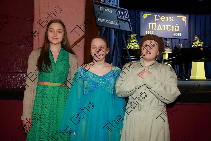 Feis10022019Sun23 
 23
Performers Kate Nevelle from Sundays Well; Nessa OCallaghan from Glanmire and Katie Healy from Gurranabraher.

Class: 112: The C.A.D.A. Perpetual Trophy Solo Action Song 14 Years and Under Section 2 An action song of own choice.

Feis Maiti 93rd Festival held in Fr. Matthew Hall. EEjob 10/02/2019. Picture: Gerard Bonus