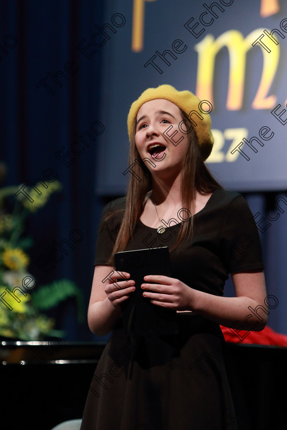 Feis02032019Sat05 
 4~5
Faye Herlihy from Ballinhassig performing Dreams as her Repertoire singing Hushaby Mountain from Chitty Dhitty Bang Bang; Time Hard To Dream and Once Upon A Dream.

Class: 18: The Junior Musical Theatre Recital Perpetual Cup Solo Musical Theatre Repertoire 15 Years and Under A 10 minute recital programme of contrasting style and period.

Feis Maiti 93rd Festival held in Fr. Mathew Hall. EEjob 02/03/2019. Picture: Gerard Bonus