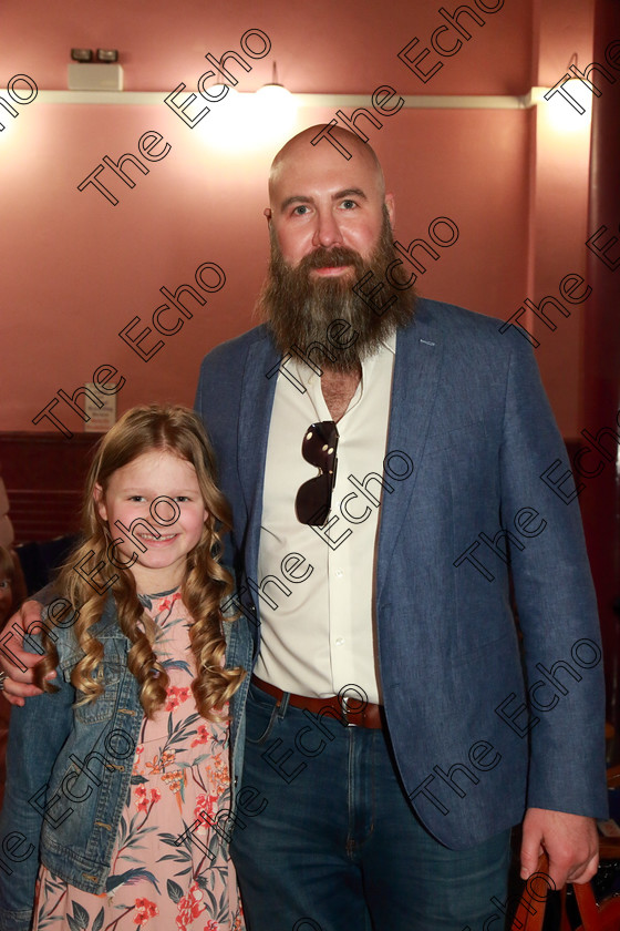 Feis23032019Sat09 
 9
Performer Isabelle Ray from Donnybrooke with her Dad Blake.

Class: 367: Solo Verse Speaking Girls 8Years and Under Section 3 Either: Breakdown Jean Kenward or The Haunted House John Foster.

Feis Maiti 93rd Festival held in Fr. Mathew Hall. EEjob 23/03/2019. Picture: Gerard Bonus.