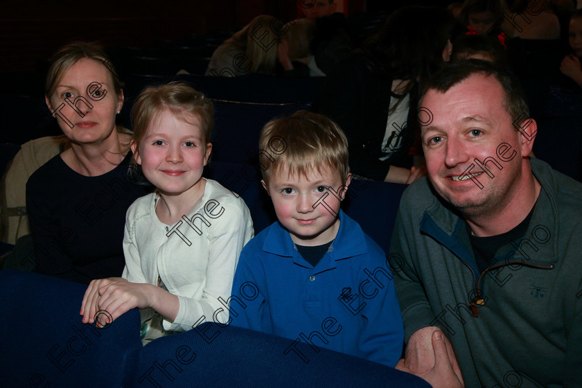 Feis24022018Sat02 
 2
Performer Emily Terry from Blarney with her parents Georgina and Mike and her brother Brian.
 Speech and Drama Class: 367: Solo Verse Speaking Girls 8 Years and Under Section 2 Feis Maiti 92nd Festival held in Fr. Mathew Hall. EEjob 24/02/2018 Picture: Gerard Bonus.