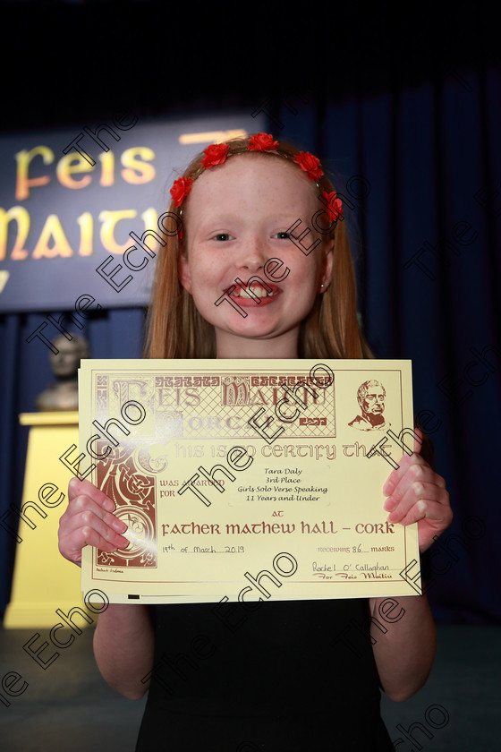 Feis19032019Tue34 
 34
3rd place Tara Daly from Glanmire.

Class: 364: Solo Verse Speaking Girls 11 Years and Under Section 2 Either: Cat Mary Britton Miller or: The Dark James Carter.

Feis Maiti 93rd Festival held in Fr. Mathew Hall. EEjob 19/03/2019. Picture: Gerard Bonus.