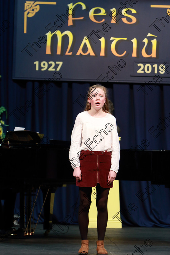 Feis26022019Tue34 
 34
Elsa Quirke singing.

Class: 53: Girls Solo Singing 13 Years and UnderSection 1 John Rutter A Clare Benediction (Oxford University Press).

Feis Maiti 93rd Festival held in Fr. Mathew Hall. EEjob 26/02/2019. Picture: Gerard Bonus