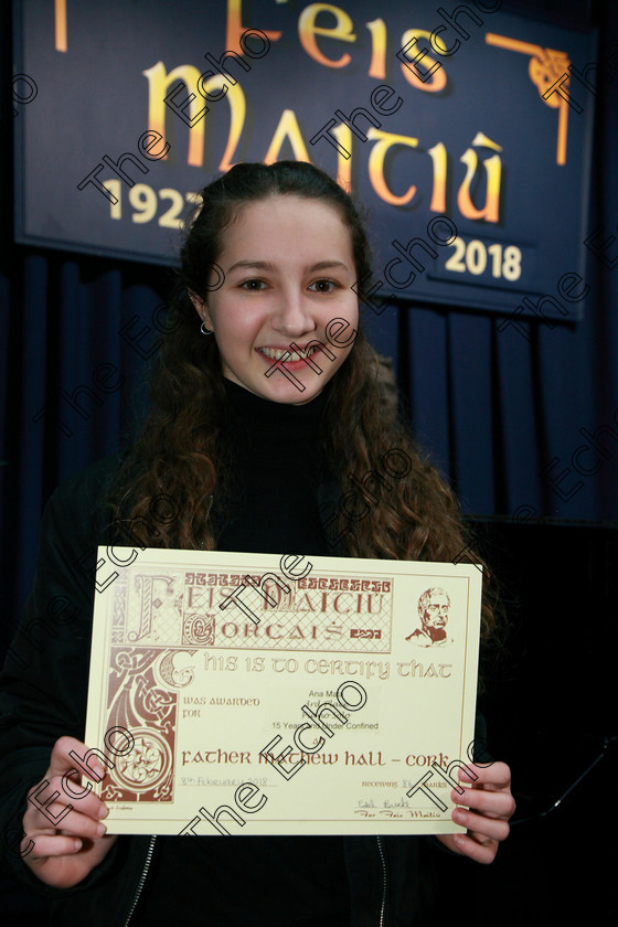 Feis08022018Tur21 
 21
Joint 3rd place Ana Meta from Ballincollig and Spain.
 Instrumental Music Class: Piano: 184: Piano Solo15 Years and Under Confined
Feis Maiti 92nd Festival held in Fr. Mathew Hall. EEjob 08/02/2018 Picture: Gerard Bonus.