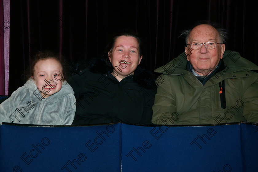 Feis07022018Wed09 
 9
Performer Caoimhe Murphy from Blackrock with her mum Niamh and granddad Val Quigley.
 Instrumental Music Class: 167: Piano Solo8 Years and Under Feis Maiti 92nd Festival held in Fr. Mathew Hall. EEjob 05/02/2018 Picture: Gerard Bonus.