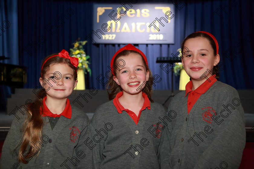 Feis28022019Thu27 
 27
Alison Gashoslynn, Isabelle Healy and Molly Credon from Our Lady of Lourdes NS Ballinlough

Class: 84: The Sr. M. Benedicta Memorial Perpetual Cup Primary School Unison ChoirsSection 1Two contrasting unison songs.

Feis Maiti 93rd Festival held in Fr. Mathew Hall. EEjob 28/02/2019. Picture: Gerard Bonus