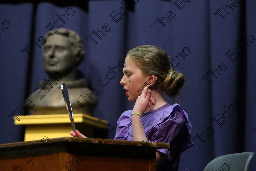 Feis16032018Fri18 
 17~18
Lily Rose Boundy performing The Magic Miror.
 Speech and Drama Class: 328: The Fr. Nessan Shaw Memorial Perpetual Cup Dramatic Solo 10 Years and Under Section 3 Feis Maiti 92nd Festival held in Fr. Mathew Hall. EEjob 16/03/2018 Picture: Gerard Bonus.