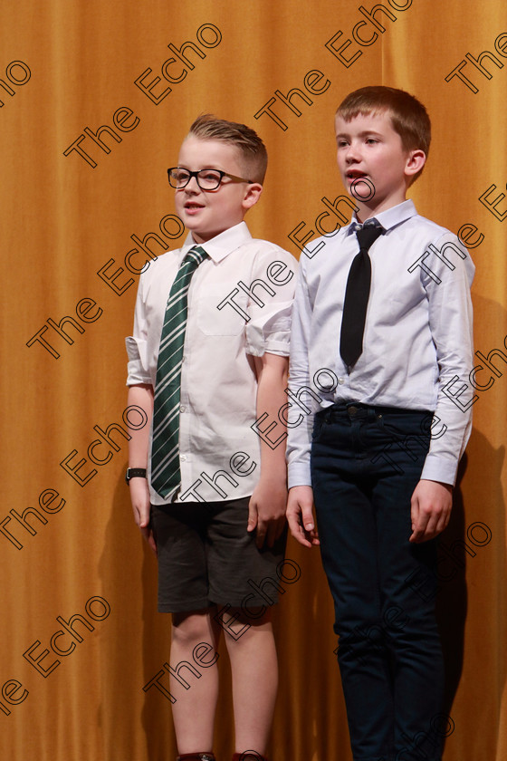 Feis26032019Tue24 
 24~25
Euan OGrady and Ethan Lees from Rathcormac giving a Commended performance of Extinct

Class: 312: Dramatic Duo 10 Years and Under Section 1, A Duo Scene not exceeding 5minutes.

Feis Maiti 93rd Festival held in Fr. Mathew Hall. EEjob 26/03/2019. Picture: Gerard Bonus