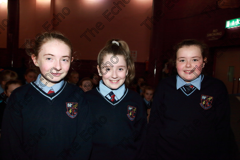 Feis28022019Thu30 
 30
Sarah ORegan, Ruby Halligan and Abbie Stark from Scoil Aiseiri Chrost Farranree.

Class: 85: The Soroptimist International (Cork) Perpetual Trophy and Bursary
Bursary Value 130 Unison or Part Choirs 13 Years and Under Two contrasting folk songs.

Feis Maiti 93rd Festival held in Fr. Mathew Hall. EEjob 28/02/2019. Picture: Gerard Bonus