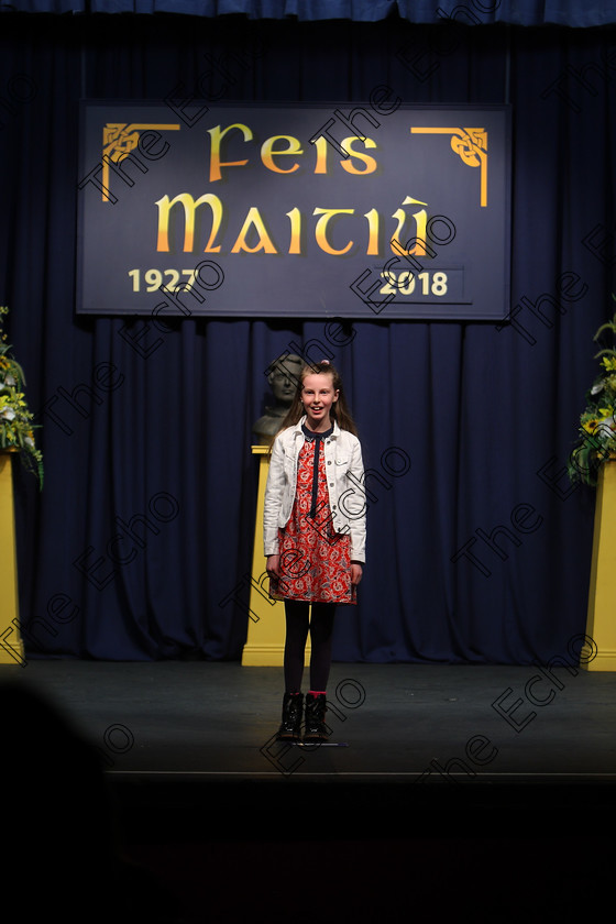 Feis12032018Mon21 
 21
Mia Rosa Bowens reciting her poem
 Speech and Drama Class: 365: Solo Verse Speaking Girls 10 Years and Under Section 4 Feis Maiti 92nd Festival held in Fr. Mathew Hall. EEjob 12/03/2018 Picture: Gerard Bonus