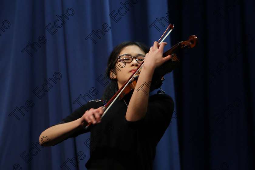 Feis31012018Wed39 
 39
Megan Chan from Blackrock performing Bruch, Violin Concerto 1st movement.
 Instrumental Music; Class: 236 The Shanahan & Co. Perpetual Cup: Advance Violin, one movement from a Concerto; Feis Maiti 92nd Festival held in Fr. Matthew Hall. EEjob 31/01/2018. Picture: Gerard Bonus.