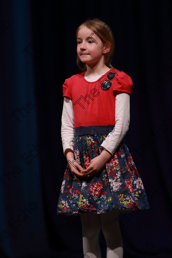 Feis30032019Sat33 
 33
Ciara Kennedy from Ovens performing her third time at Feis.

Class: 368: Solo Verse Speaking Girls 7 Years and Under Section 4 Either: The Mermaid Theresa Heine or Night Ride Celia Warren.

Feis Maiti 93rd Festival held in Fr. Mathew Hall. EEjob 30/03/2019. Picture: Gerard Bonus