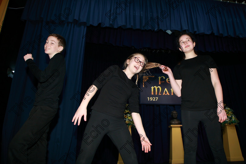 Feis16022018Fri03 
 3
Camron OByrne, Lucy Cusack and Niamh Carroll from Ellis Stage School performing Ouch That Hurt
 Speech and Drama section 1 Class: 343: Group Improvisation 13YearsandUnder
Feis Maiti 92nd Festival held in Fr. Mathew Hall. EEjob 16/02/2018 Picture: Gerard Bonus.