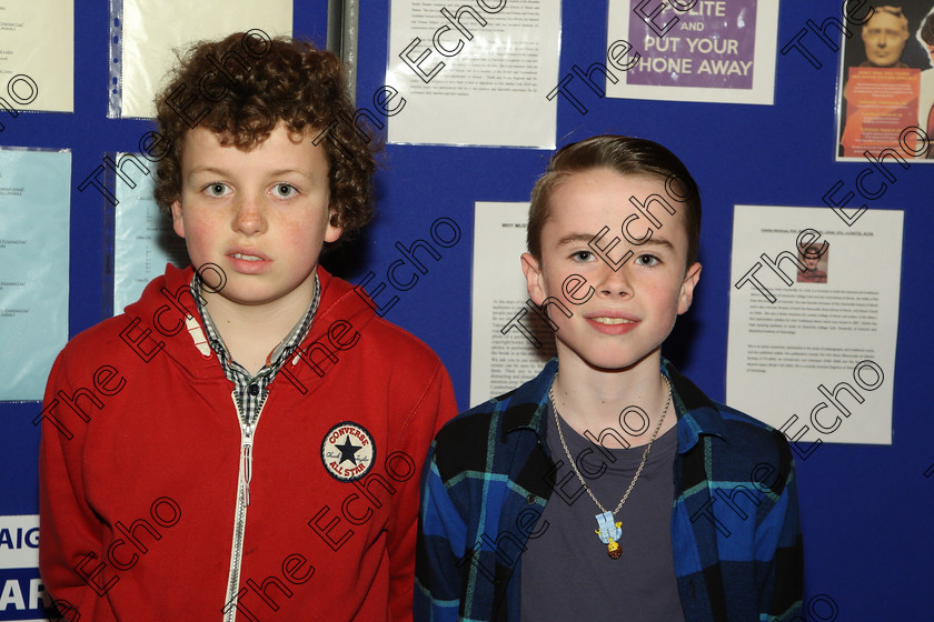 Feis15032018Thu06 
 6
Performers Noah Cahill and Michael Doherty from Mourn Abbey and Youghal.
 Speech and Drama Class: 378: Solo Verse Speaking Boys 11 Years and Under Section 2 Feis Maiti 92nd Festival held in Fr. Mathew Hall. EEjob 15/03/2018 Picture: Gerard Bonus.